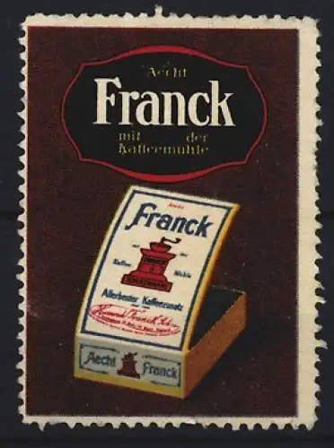 Reklamemarke Aechte Franck, Kaffeemühle als Symbol
