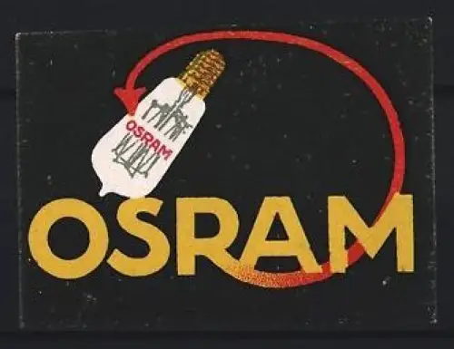 Reklamemarke OSRAM, Glühbirne mit rotem Pfeil