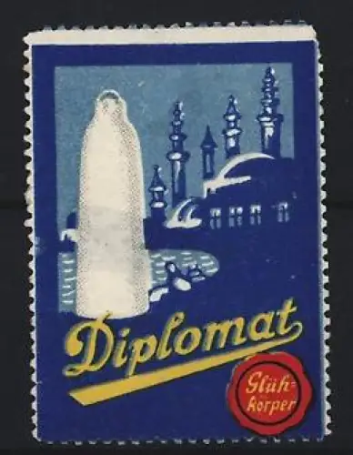 Reklamemarke Diplomat Glühkörper, Moschee und Lichter