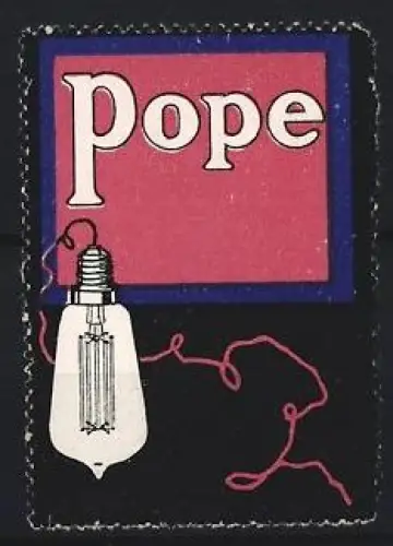 Reklamemarke Pope, Glühbirne mit Kabel