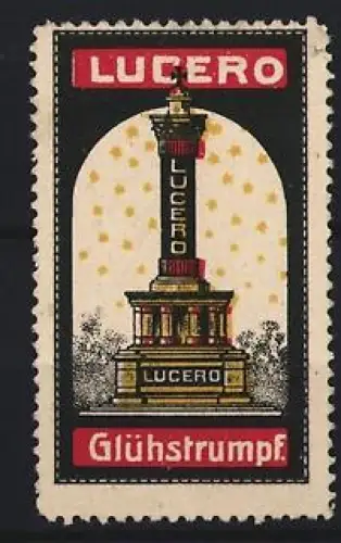 Reklamemarke Lucero Glühstrumpf, Säule mit Sternen