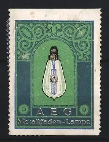 Reklamemarke AEG, Metallfaden-Lampe, Glühbirne