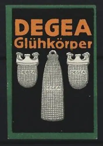 Reklamemarke DEGEA, Glühkörper, drei Glühkörper-Designs