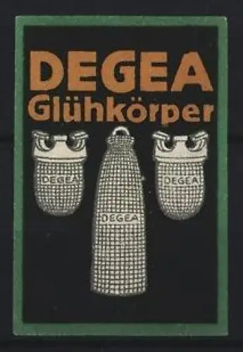 Reklamemarke Degea Glühkörper, Glühkörper-Design
