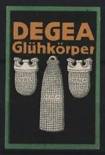 Reklamemarke DEGEA Glühkörper, Glühkörper-Design