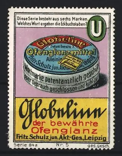 Reklamemarke Leipzig, Globline Ofenglanz, Ofenglanzmittel-Dose