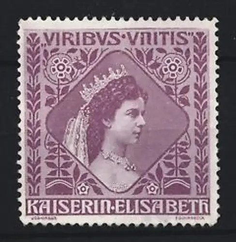 Reklamemarke Viribus Unitis, Kaiserin Elisabeth, Porträt mit Krone