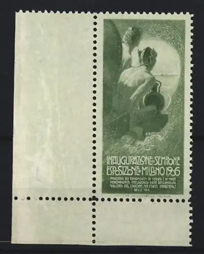 Reklamemarke Mailand, Inaugurazione del Sempione Esposizione 1905, Figur mit Amphore
