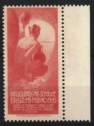 Reklamemarke Mailand, Inaugurazione del Sempione Esposizione 1905, Figur mit Krug