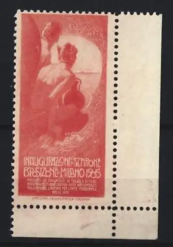 Reklamemarke Mailand, Inaugurazione del Sempione Esposizione 1906, Figur mit Helm