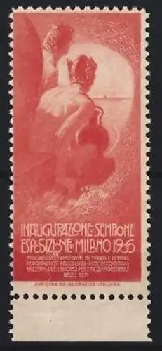 Reklamemarke Mailand, Inaugurazione Sempione Esposizione Milano 1905, Mann mit Helm