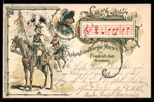 Künstler-AK Meissner & Buch (M&B) Serie 1008: No.1 Hohenfriedberger Marsch von König Friedrich II. (der Grosse)