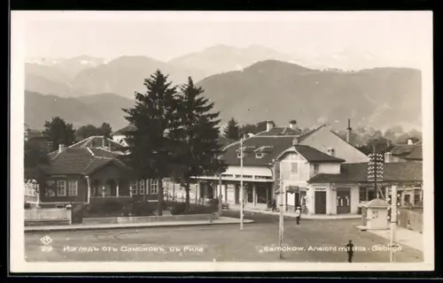AK Samokow, Ansicht mit Rila Gebirge