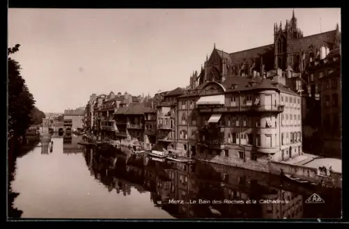 AK Metz, Le Bain des Roches et la Cathédrale