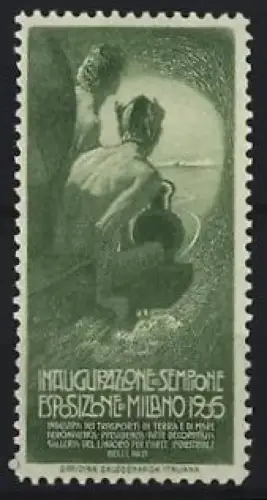 Reklamemarke Mailand, Inaugurazione Sempione Esposizione 1905, Frau mit Amphore