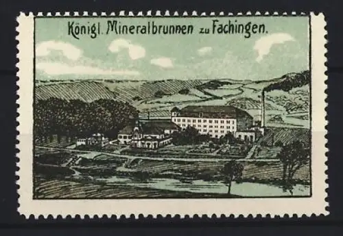 Reklamemarke Königlich Fachingen, Mineralwasser, Landschaftsansicht