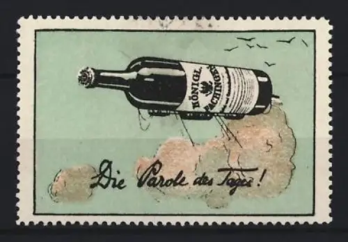 Reklamemarke Königlich Fachingen, Mineralwasser, Fliegende Flasche