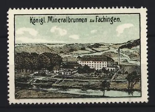 Reklamemarke Fachingen, Königlich Fachingen, Mineralwasser, Landschaftsansicht
