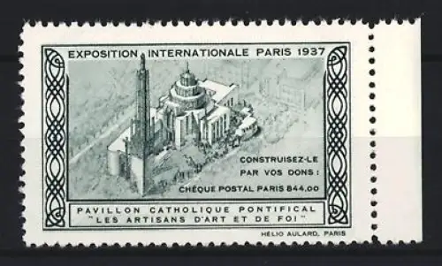 Reklamemarke Paris, Exposition Internationale 1937, Pavillon Catholique Pontifical