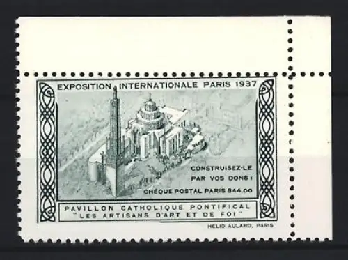 Reklamemarke Paris, Exposition Internationale 1937, Pavillon Catholique Pontifical