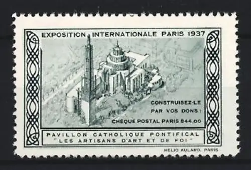 Reklamemarke Paris, Exposition Internationale 1937, Pavillon Catholique Pontifical
