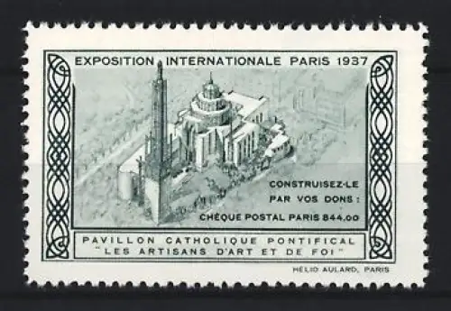 Reklamemarke Paris, Exposition Internationale 1937, Pavillon Catholique Pontifical