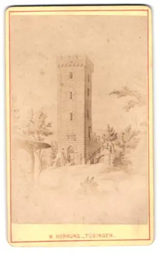 Fotografie W. Hornung, Tübingen, Uhlandstrasse, Ansicht Tübingen, Turm in idyllischer Landschaft