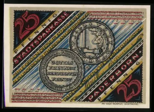 Notgeld Paderborn 1921, 25 Pfennig, Die Maspern rüsten zum Kampf