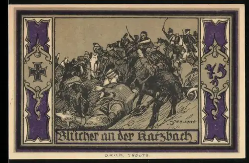 Notgeld Stolp i. Pom. 1921, 75 Pfennig, Blücher an der Katzbach, Fürst Blücher von Wahlstatt