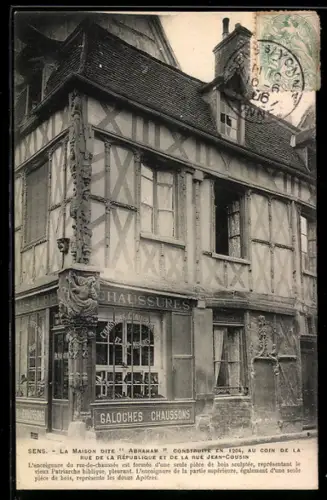 AK Sens, la maison dite Abraham, au coin de la rue de la République et le rue Jean-Cousin