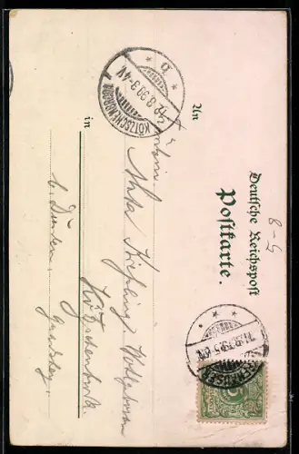 Lithographie Kyffhäuser, Kaiser Wilhelm Denkmal und Ruine