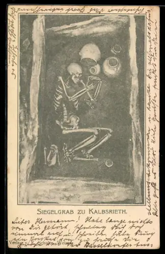 AK Kalbsrieth, Menschliches Skelett und Grabbeigaben in einem Siegelgrab