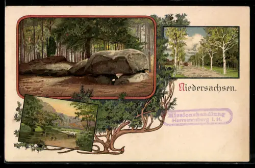 AK Landschaft, Hünengrab in Niedersachsen, Gesteinsformation