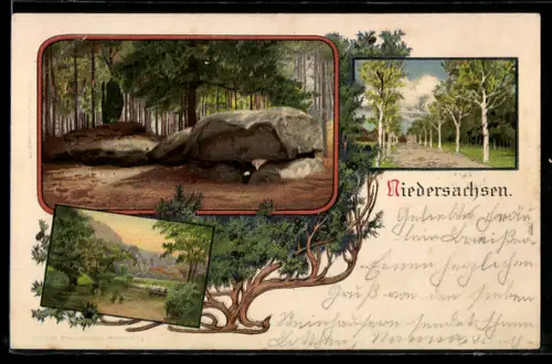 AK Landschaft, Hünengrab in Niedersachsen, Gesteinsformation