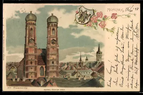 AK München, Teilansicht mit Frauenkirche