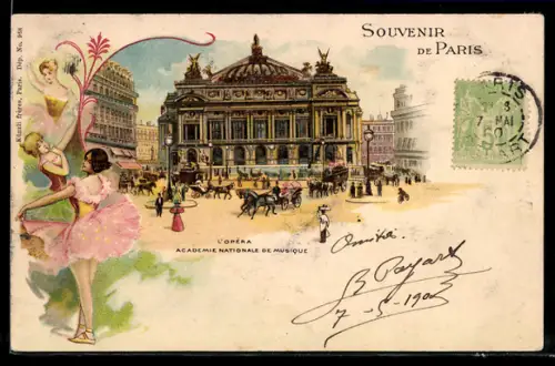 Lithographie Paris, L`Opéra, Académie Nationale de Musique