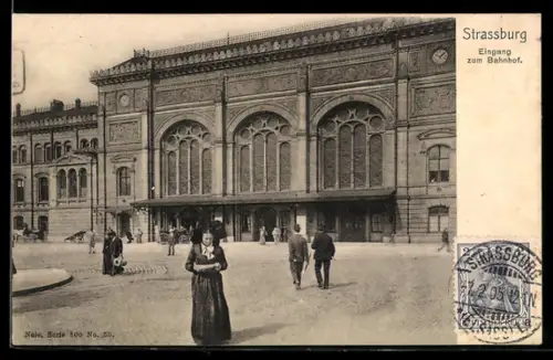 AK Strassburg, Eingang zum Bahnhof