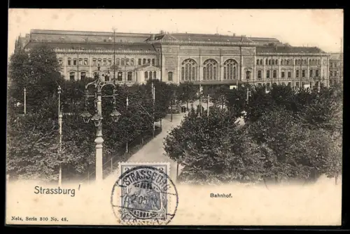 AK Strassburg, Blick zum Bahnhof