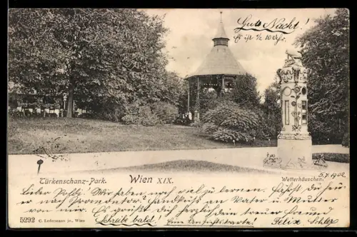 AK Wien, Wetterhäuschen und Pavillon im Türkenschanz-Park