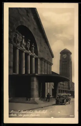 AK Basel, Badischer Bahnhof, Aussenansicht