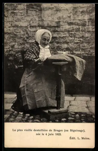 AK Bruges, La plus vieille dentellière, née 1822