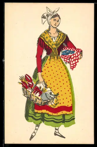 AK Nizza / Nice, Frau in landestypischer Tracht mit Hummer im Korb