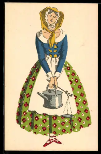 AK Nizza / Nice, Frau in landestypischer Tracht mit Topf