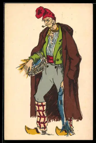 AK Nizza / Nice, Alter Mann in landestypischer Tracht mit Pfeife