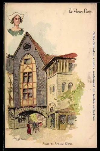 Lithographie Paris, Place du Pré aux Cleros