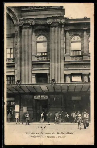 AK Paris, Entrée extérieure du Buffet-Hôtel, Gare du Nord