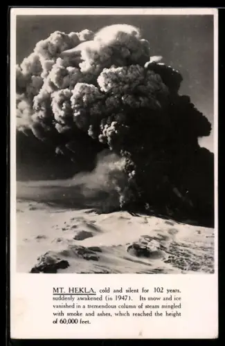 AK Vulkan Mt. Hekla, Ausbruch im jahre 1947