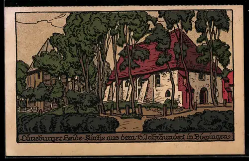 Steindruck-AK Bispingen in der Lüneburger Heide, Kirche aus dem 13. Jahrhundert