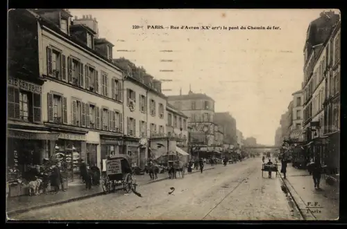 AK Paris, Rue d`Avron le pont du Chemin de fer