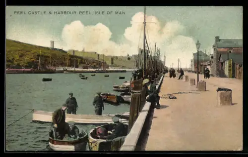 AK Isle of Man, Peel Castle and Harbour Peel, British Empire Exhibition